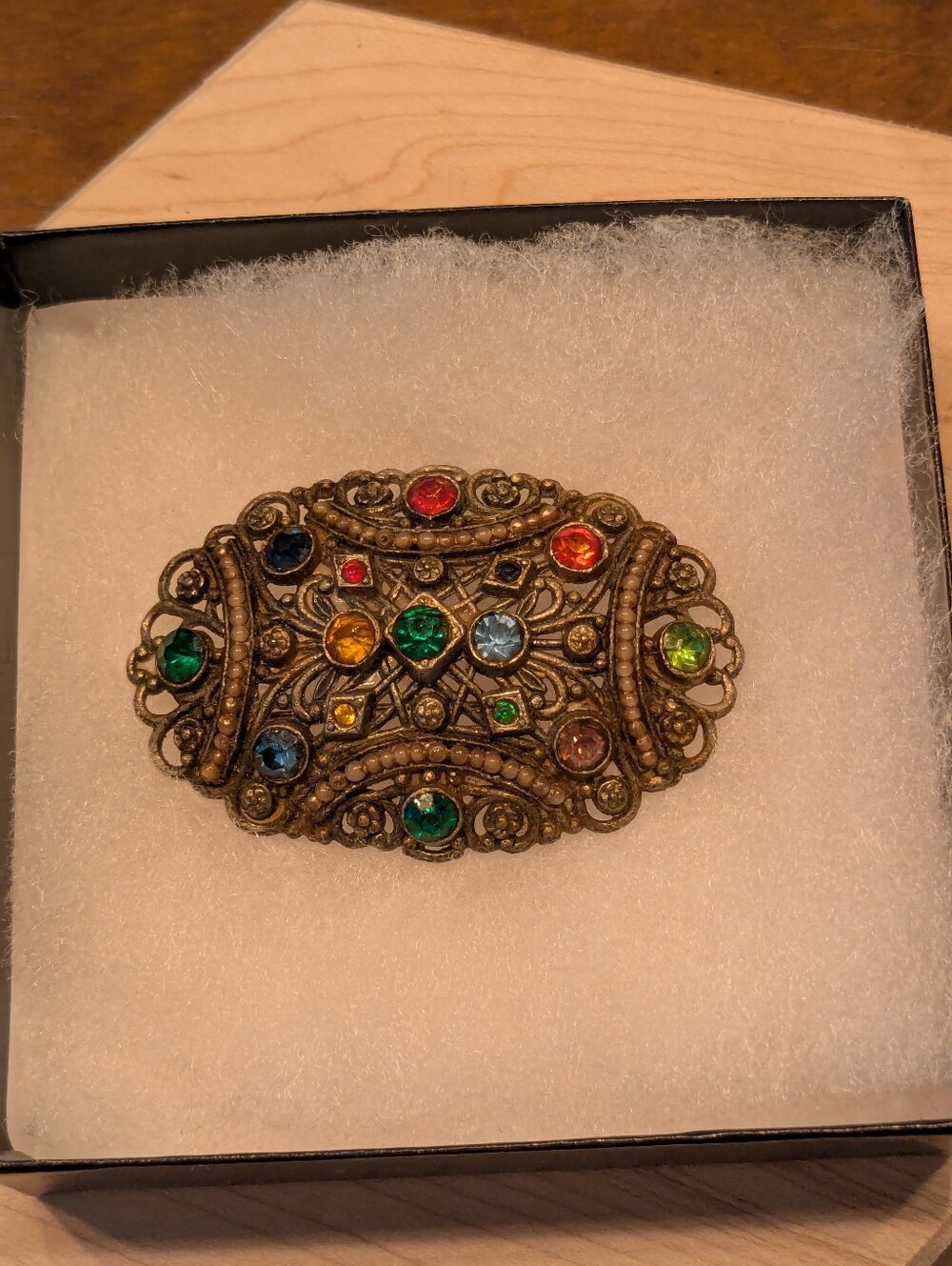 Vintage Signed LN 25 Little Nemo Art Deco Large Oval Rhinestone Brooch Pin